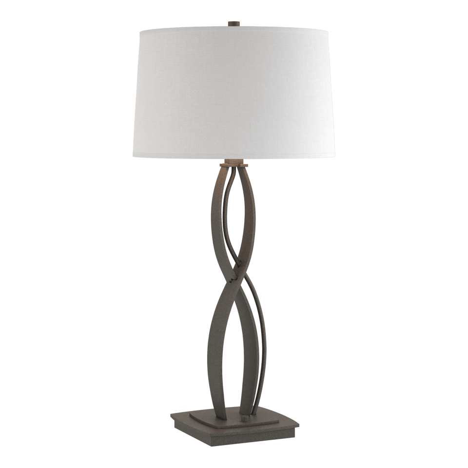 Almost Infinity Tall Table Lamp 31” by Hubbardton Forge, Handcrafted Steel, Dimmable Linen Shade