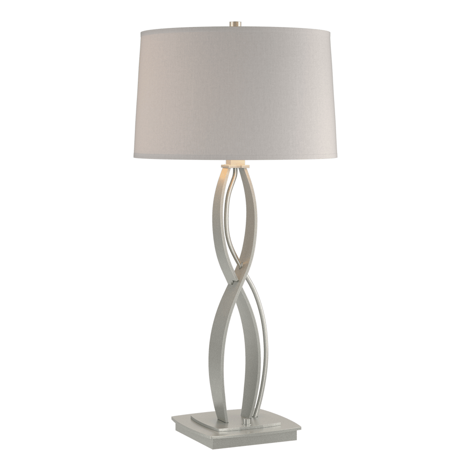 Almost Infinity Tall Table Lamp 31” by Hubbardton Forge, Handcrafted Steel, Dimmable Linen Shade