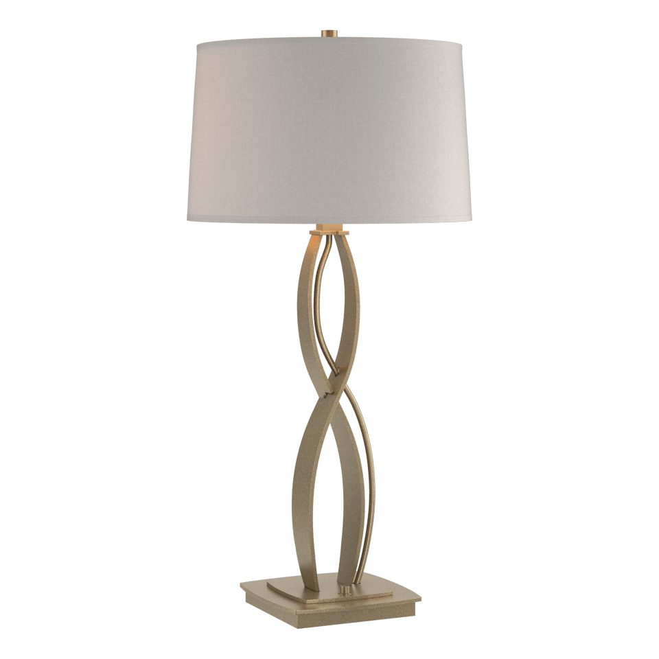 Almost Infinity Tall Table Lamp 31” by Hubbardton Forge, Handcrafted Steel, Dimmable Linen Shade