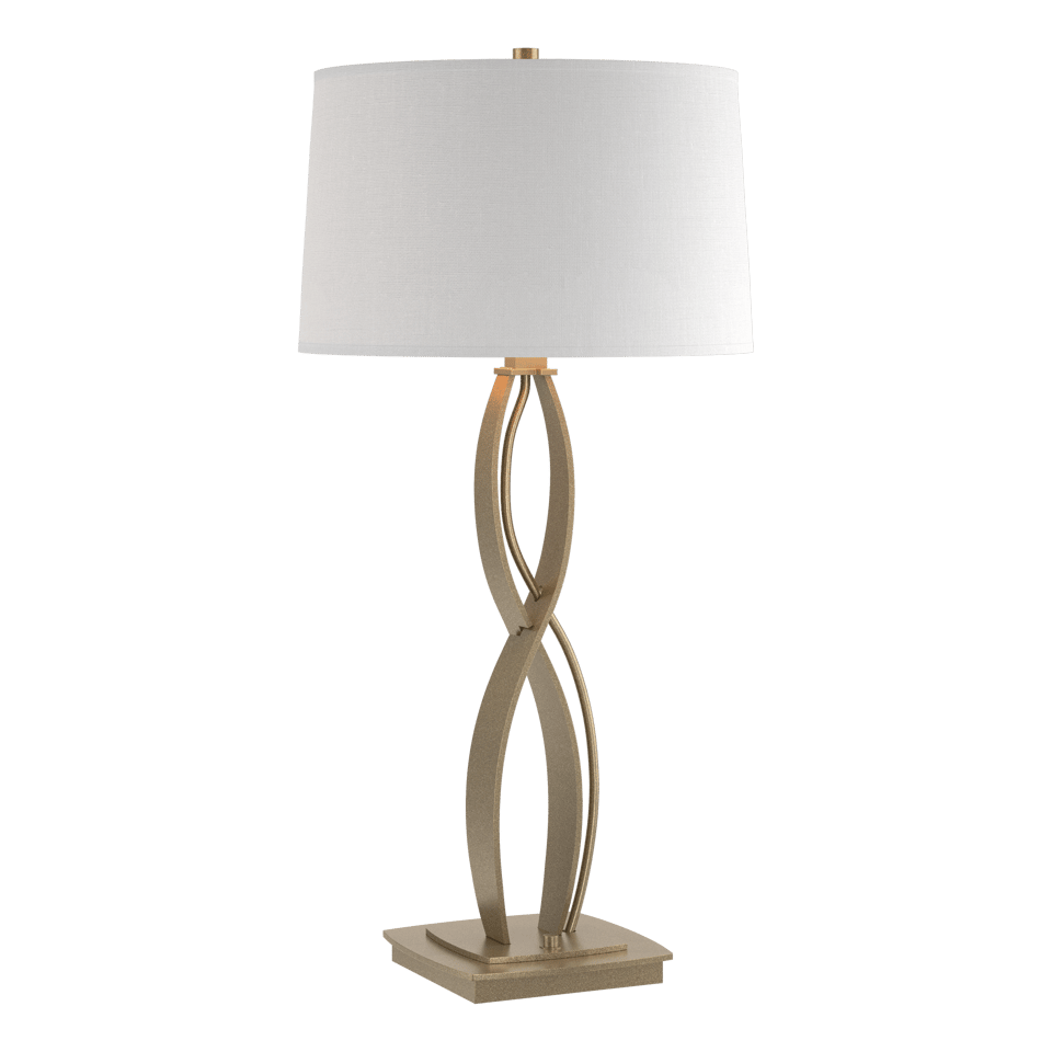 Almost Infinity Tall Table Lamp 31” by Hubbardton Forge, Handcrafted Steel, Dimmable Linen Shade