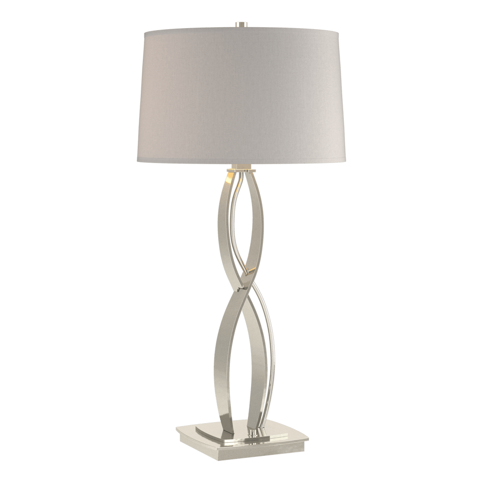 Almost Infinity Tall Table Lamp 31” by Hubbardton Forge, Handcrafted Steel, Dimmable Linen Shade