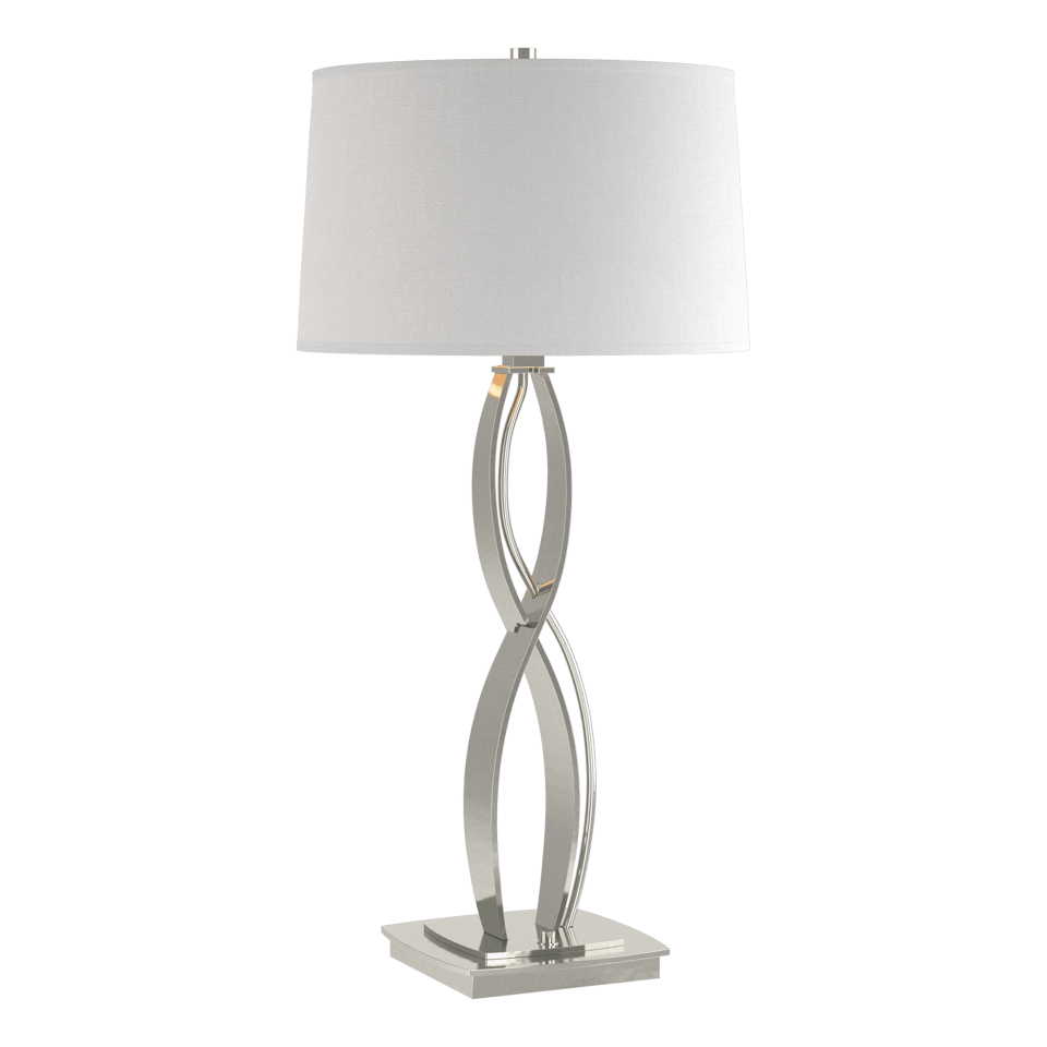 Almost Infinity Tall Table Lamp 31” by Hubbardton Forge, Handcrafted Steel, Dimmable Linen Shade