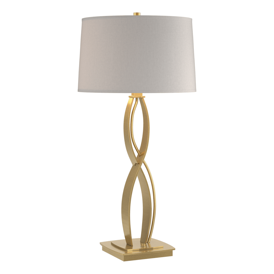 Almost Infinity Tall Table Lamp 31” by Hubbardton Forge, Handcrafted Steel, Dimmable Linen Shade