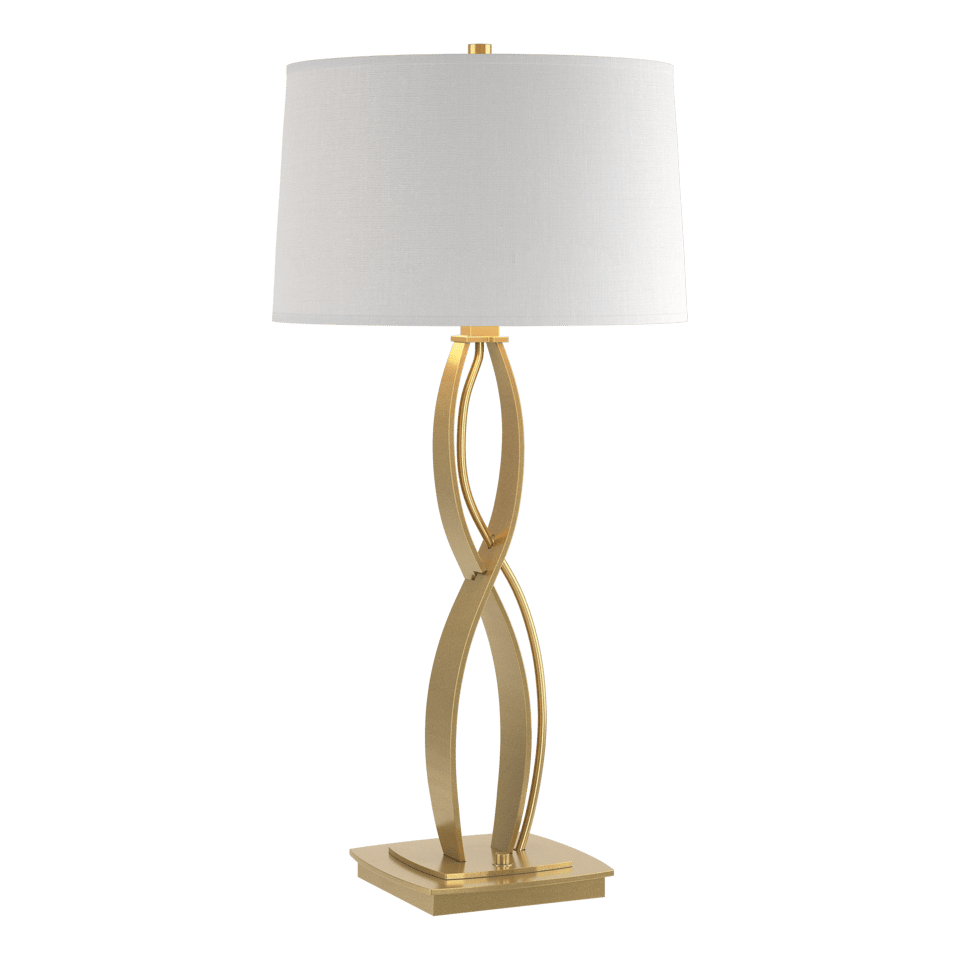 Almost Infinity Tall Table Lamp 31” by Hubbardton Forge, Handcrafted Steel, Dimmable Linen Shade