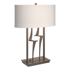 Hubbardton Forge Antasia Table Lamp, Dimmable, 24.7" Height, Steel Base, Linen Shade, Multiple Finishes