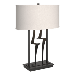 Hubbardton Forge Antasia Table Lamp, Dimmable, 24.7" Height, Steel Base, Linen Shade, Multiple Finishes