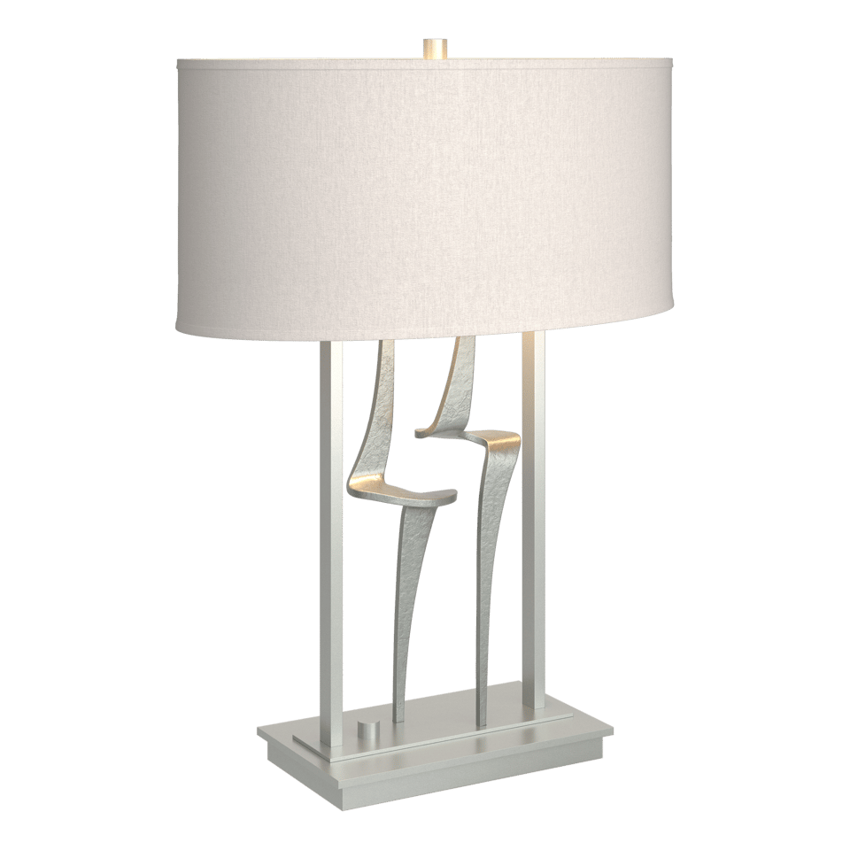 Hubbardton Forge Antasia Table Lamp, Dimmable, 24.7" Height, Steel Base, Linen Shade, Multiple Finishes