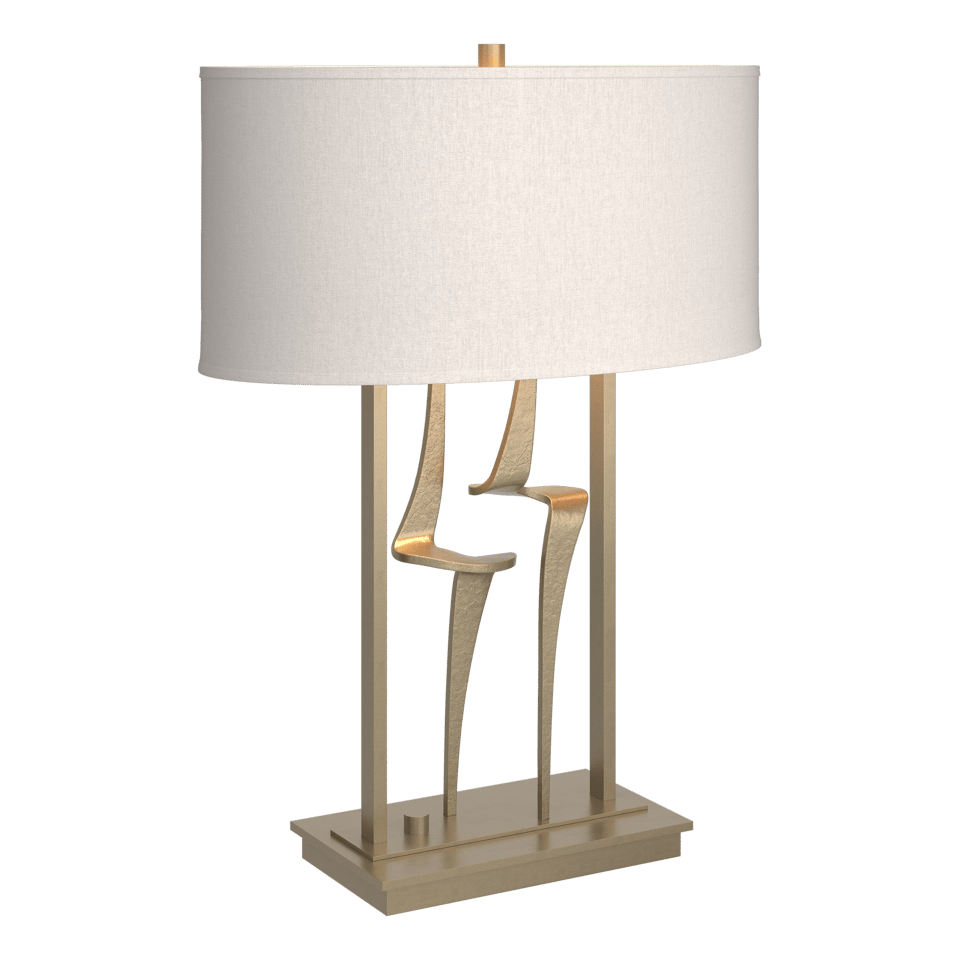 Hubbardton Forge Antasia Table Lamp, Dimmable, 24.7" Height, Steel Base, Linen Shade, Multiple Finishes