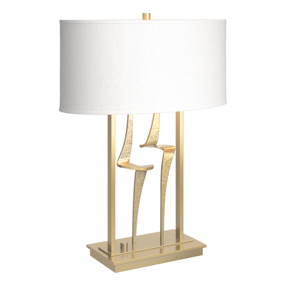 Hubbardton Forge Antasia Table Lamp, Dimmable, 24.7" Height, Steel Base, Linen Shade, Multiple Finishes