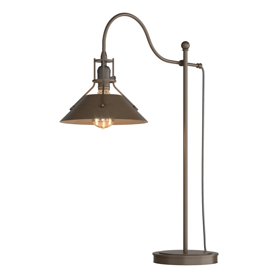 Hubbardton Forge Henry Industrial Table Lamp with Copper-Riveted Shade, Dimmable Lighting Options