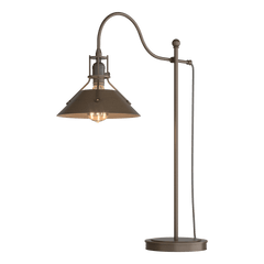 Hubbardton Forge Henry Industrial Table Lamp with Copper-Riveted Shade, Dimmable Lighting Options