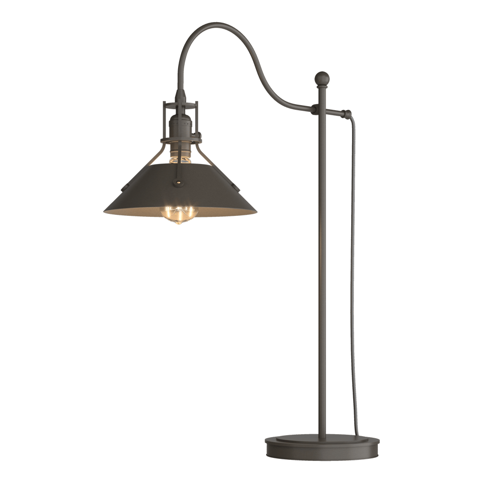 Hubbardton Forge Henry Industrial Table Lamp with Copper-Riveted Shade, Dimmable Lighting Options