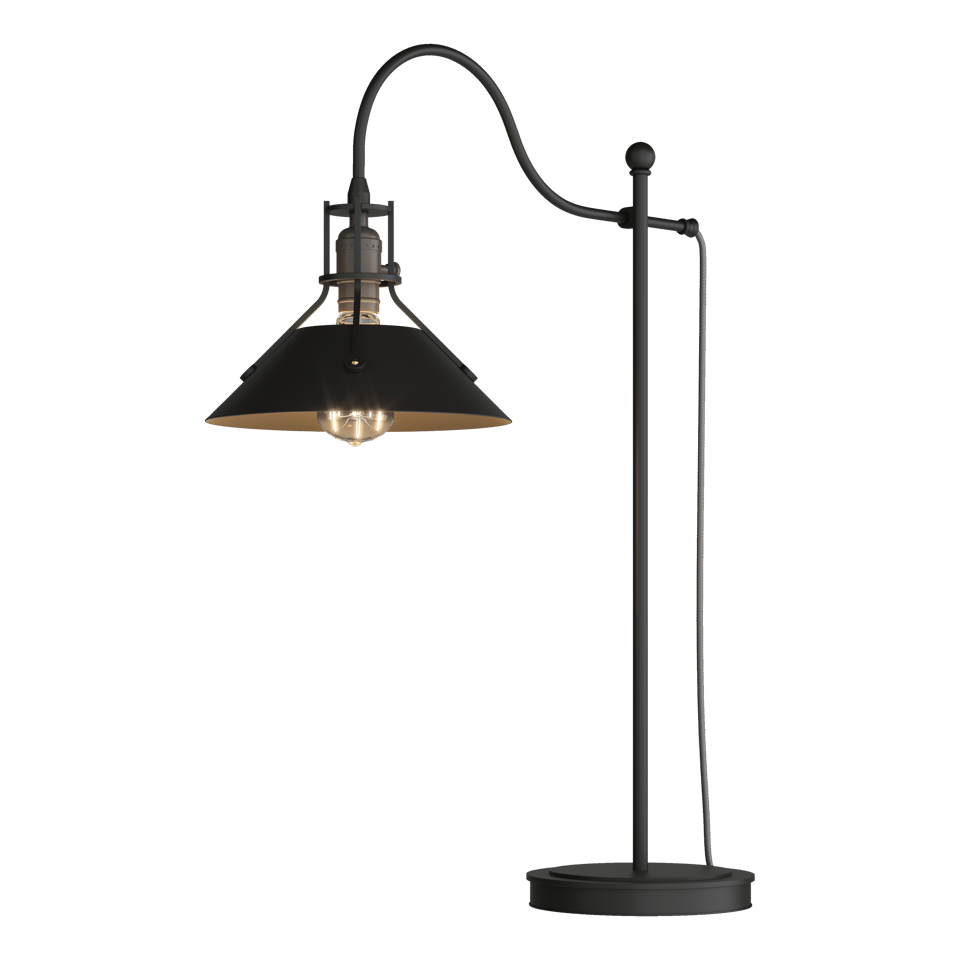 Hubbardton Forge Henry Industrial Table Lamp with Copper-Riveted Shade, Dimmable Lighting Options