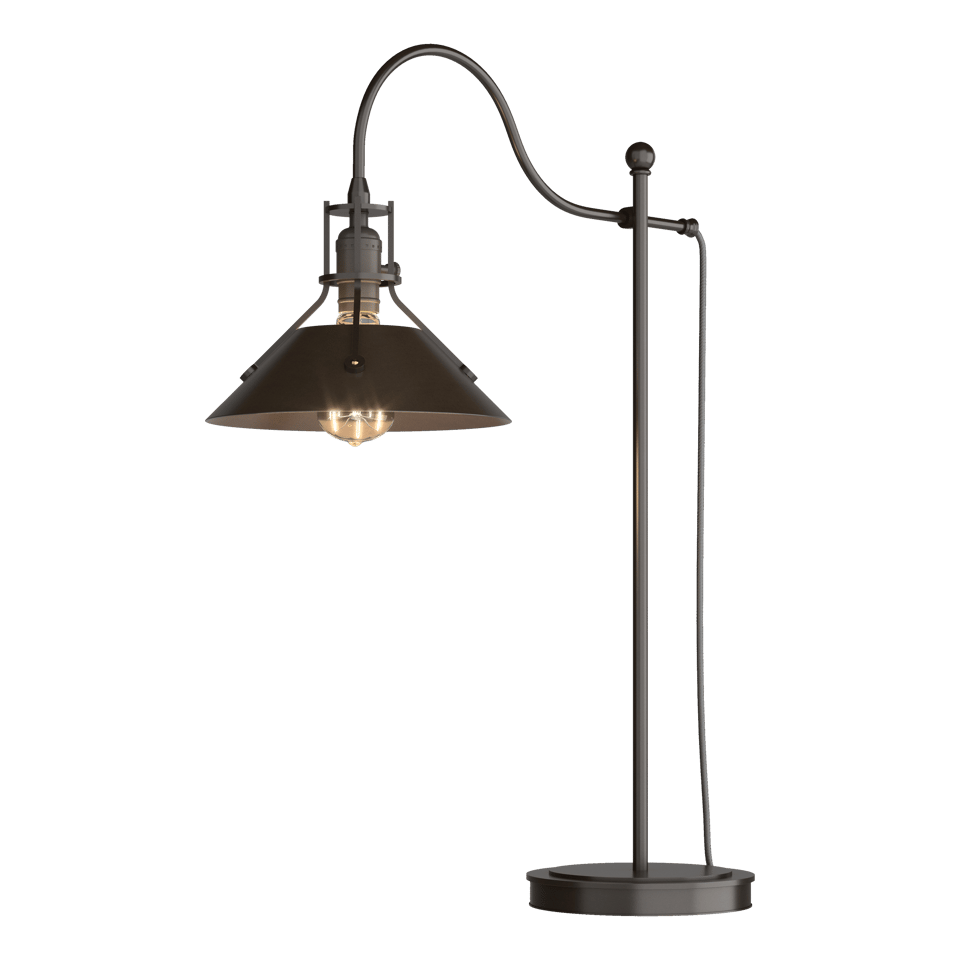 Hubbardton Forge Henry Industrial Table Lamp with Copper-Riveted Shade, Dimmable Lighting Options