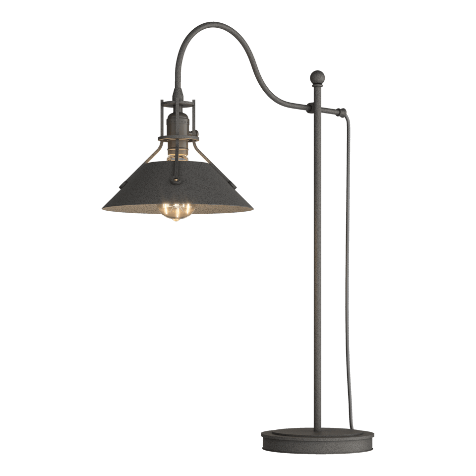 Hubbardton Forge Henry Industrial Table Lamp with Copper-Riveted Shade, Dimmable Lighting Options