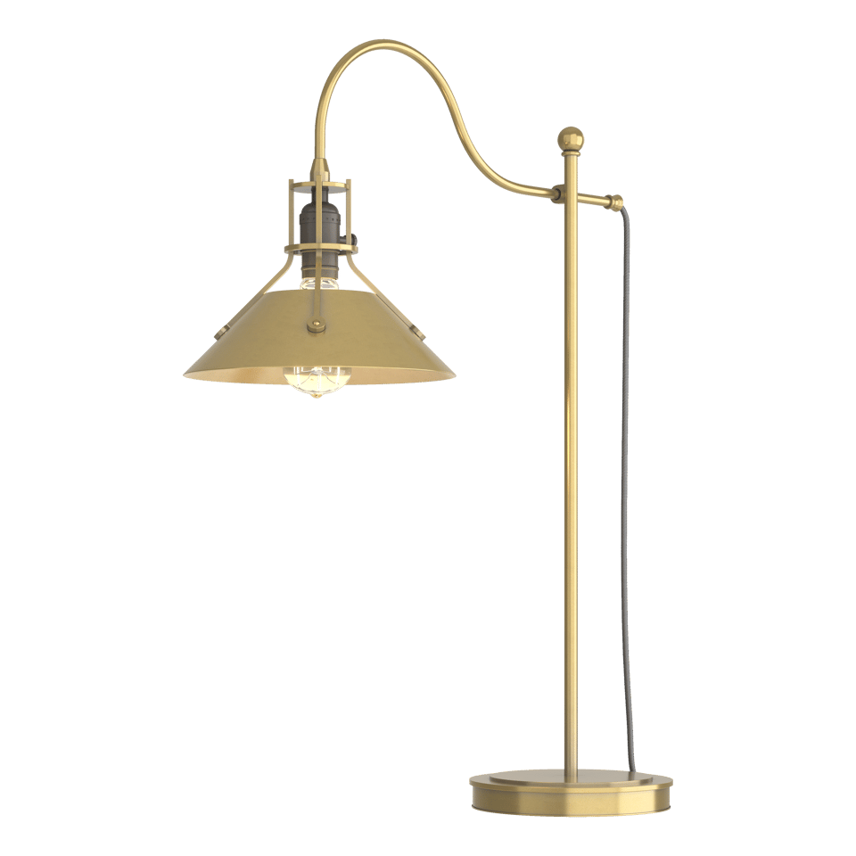 Hubbardton Forge Henry Industrial Table Lamp with Copper-Riveted Shade, Dimmable Lighting Options