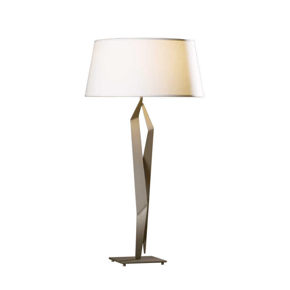 Hubbardton Forge 1-Light Facet Table Lamp with Dimmable Functionality and Artisan Design in Flax Color