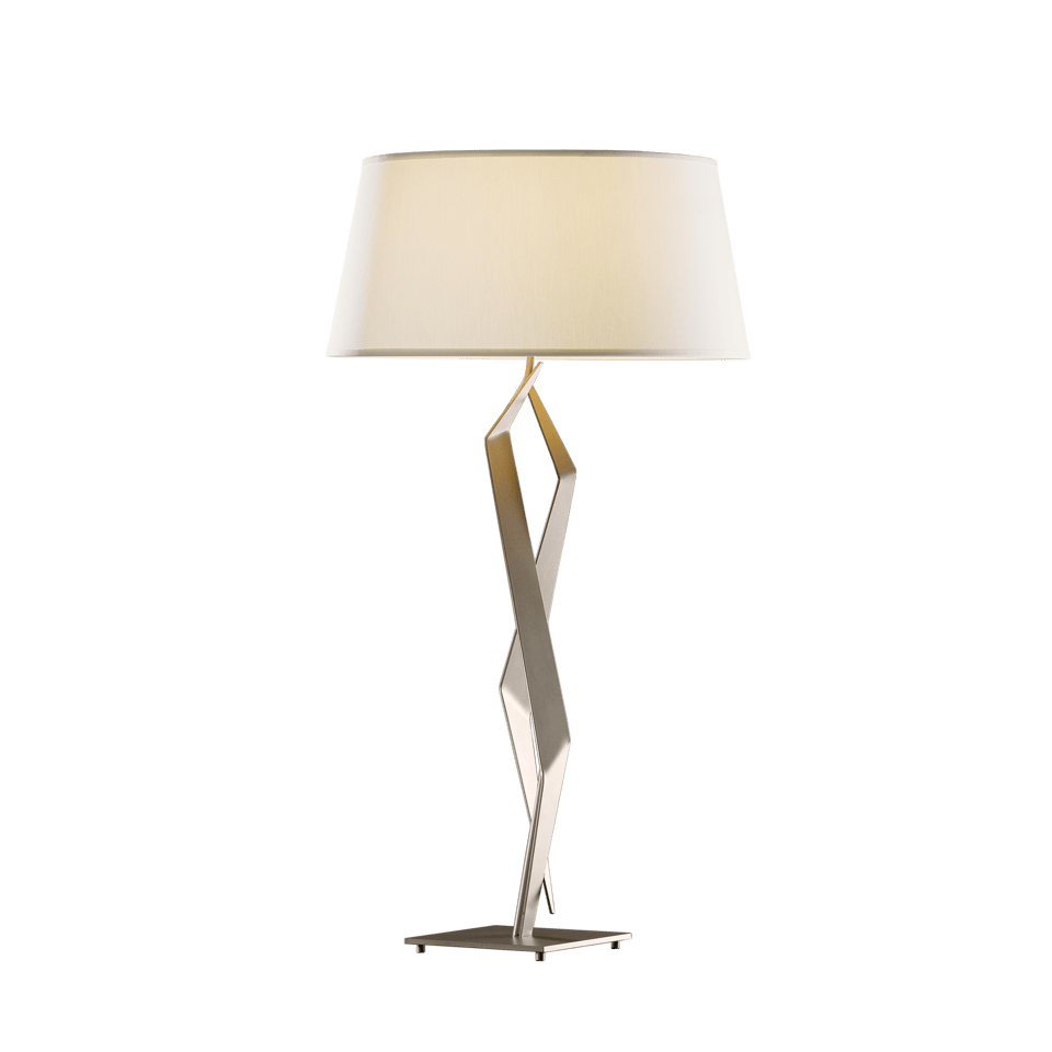 Hubbardton Forge 1-Light Facet Table Lamp with Dimmable Functionality and Artisan Design in Flax Color