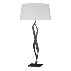 Hubbardton Forge 1-Light Facet Table Lamp with Dimmable Functionality and Artisan Design in Flax Color