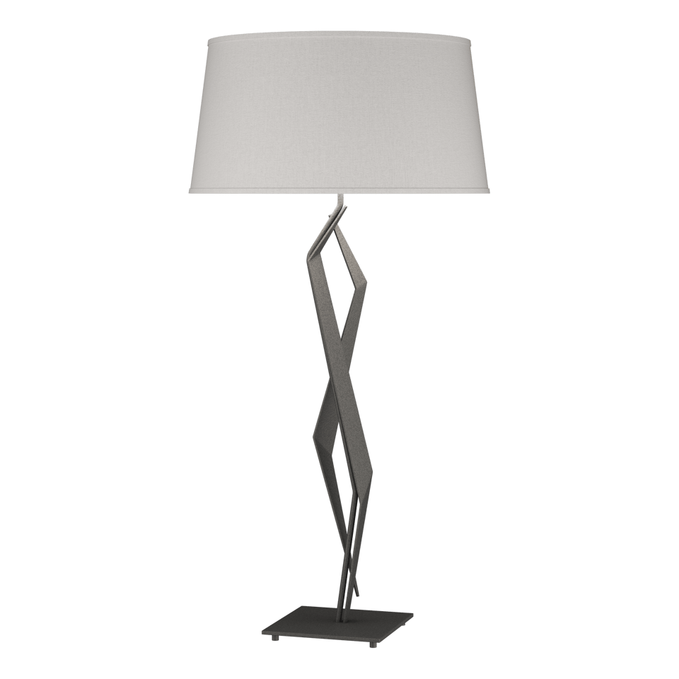 Hubbardton Forge 1-Light Facet Table Lamp with Dimmable Functionality and Artisan Design in Flax Color