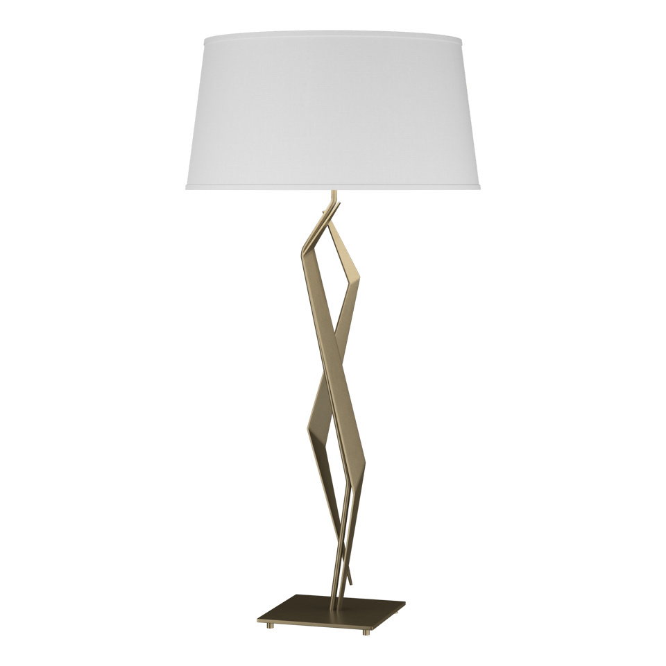 Hubbardton Forge 1-Light Facet Table Lamp with Dimmable Functionality and Artisan Design in Flax Color