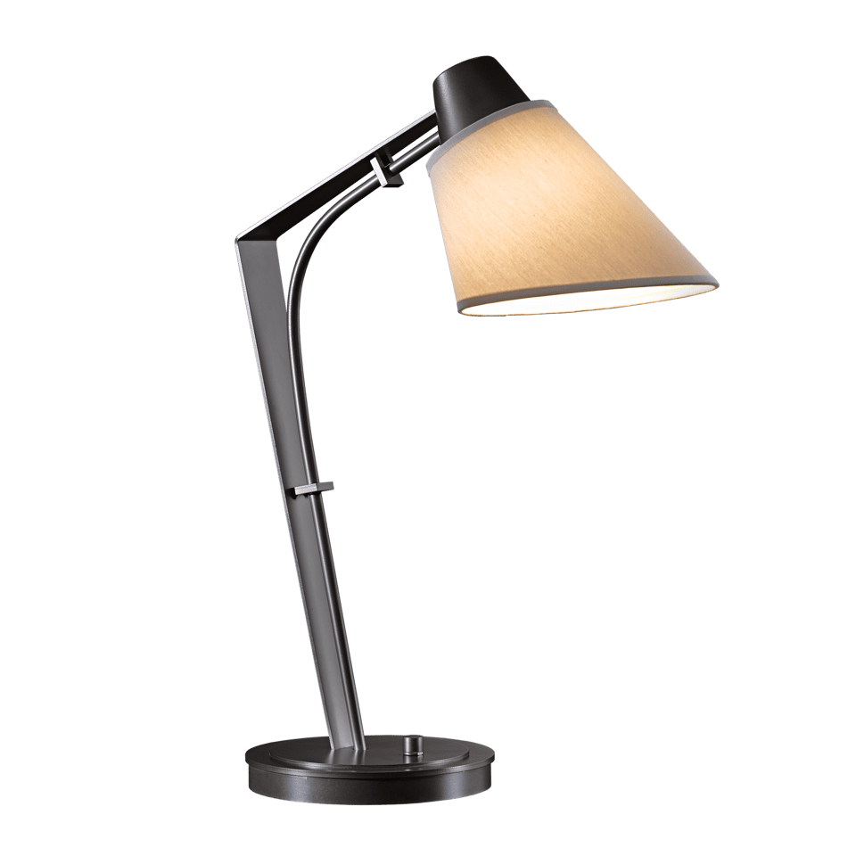 Hubbardton Forge Reach Table Lamp 100W Dimmable Linen Shade Multiple Finish Options 21.9" Tall