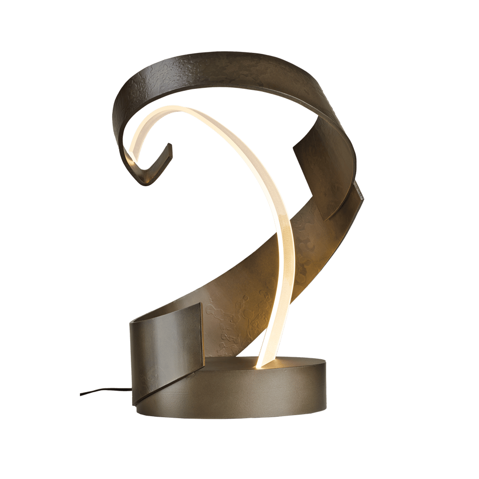 Hubbardton Forge Encounter LED Table Lamp - Hand-Forged Steel, Dimmable, Energy Efficient, Warm Glow