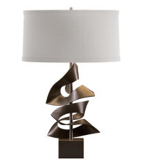 Gallery Twofold Table Lamp by Hubbardton Forge - Handcrafted, Dimmable, 150W, Elegant Linen Shade