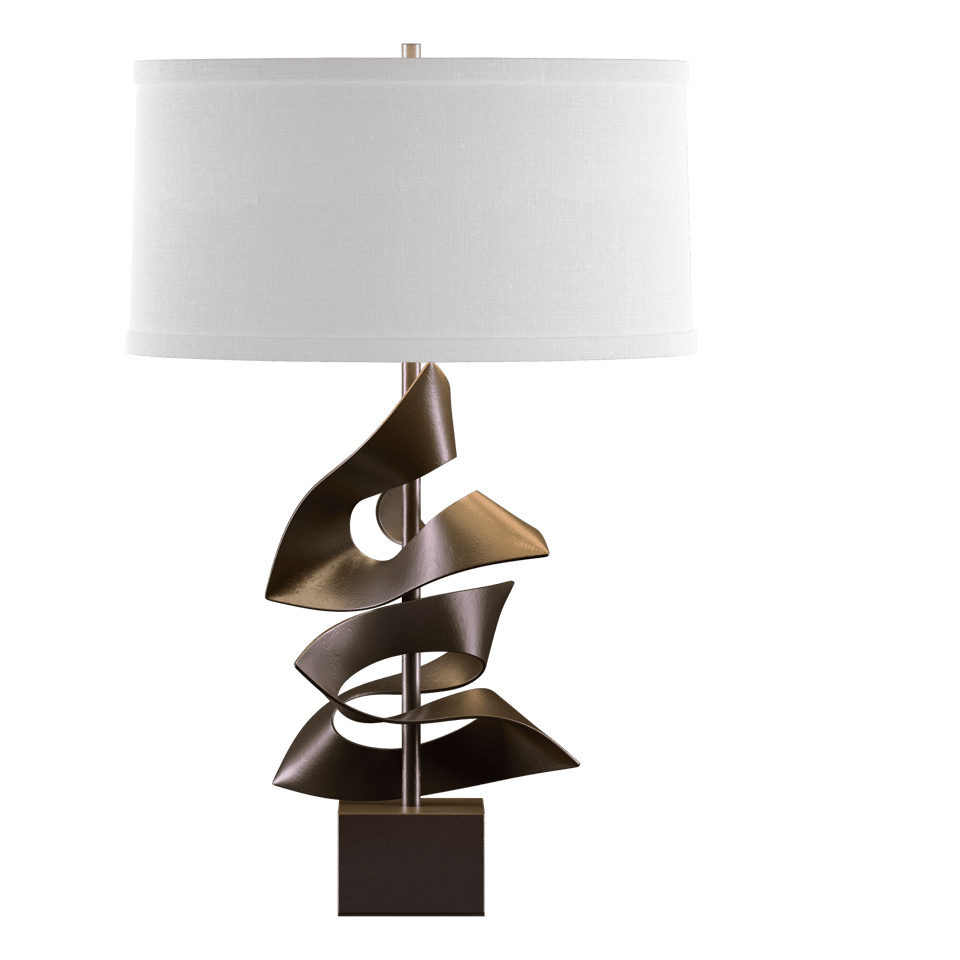 Gallery Twofold Table Lamp by Hubbardton Forge - Handcrafted, Dimmable, 150W, Elegant Linen Shade