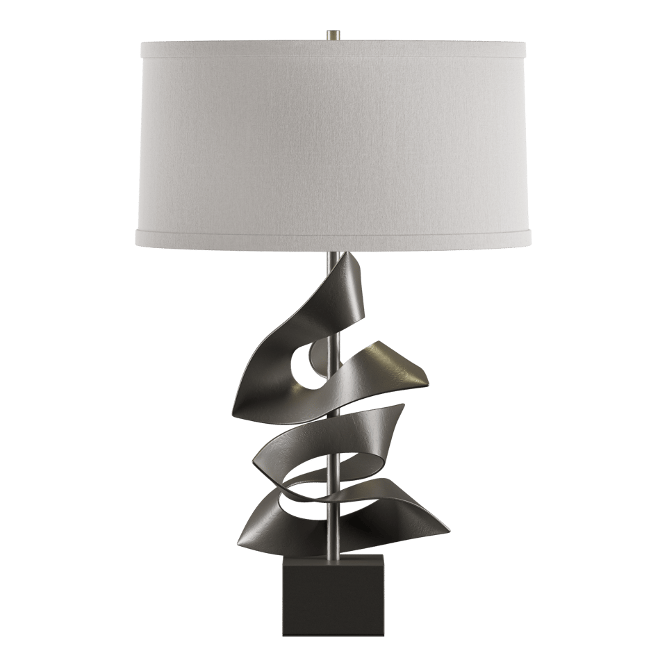 Gallery Twofold Table Lamp by Hubbardton Forge - Handcrafted, Dimmable, 150W, Elegant Linen Shade