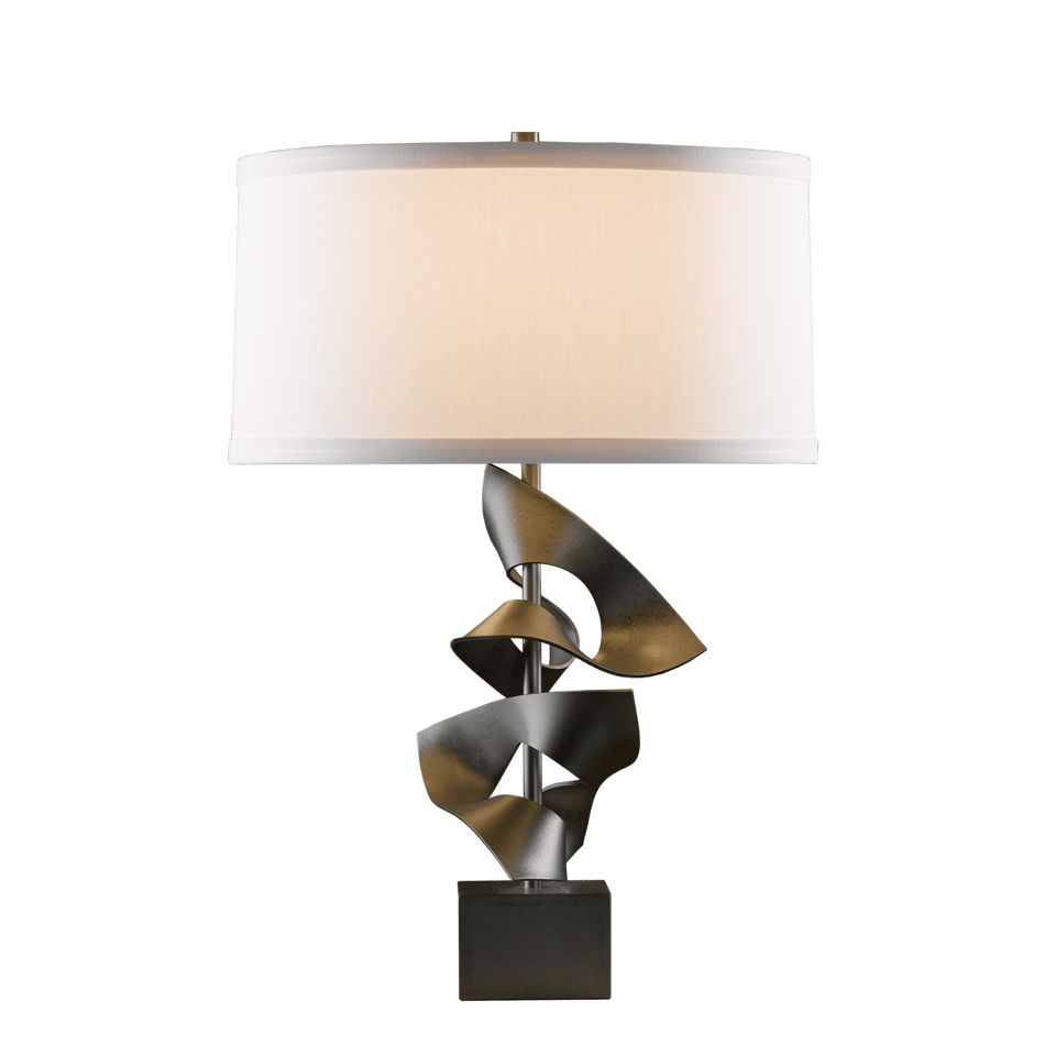 Gallery Twofold Table Lamp by Hubbardton Forge - Handcrafted, Dimmable, 150W, Elegant Linen Shade