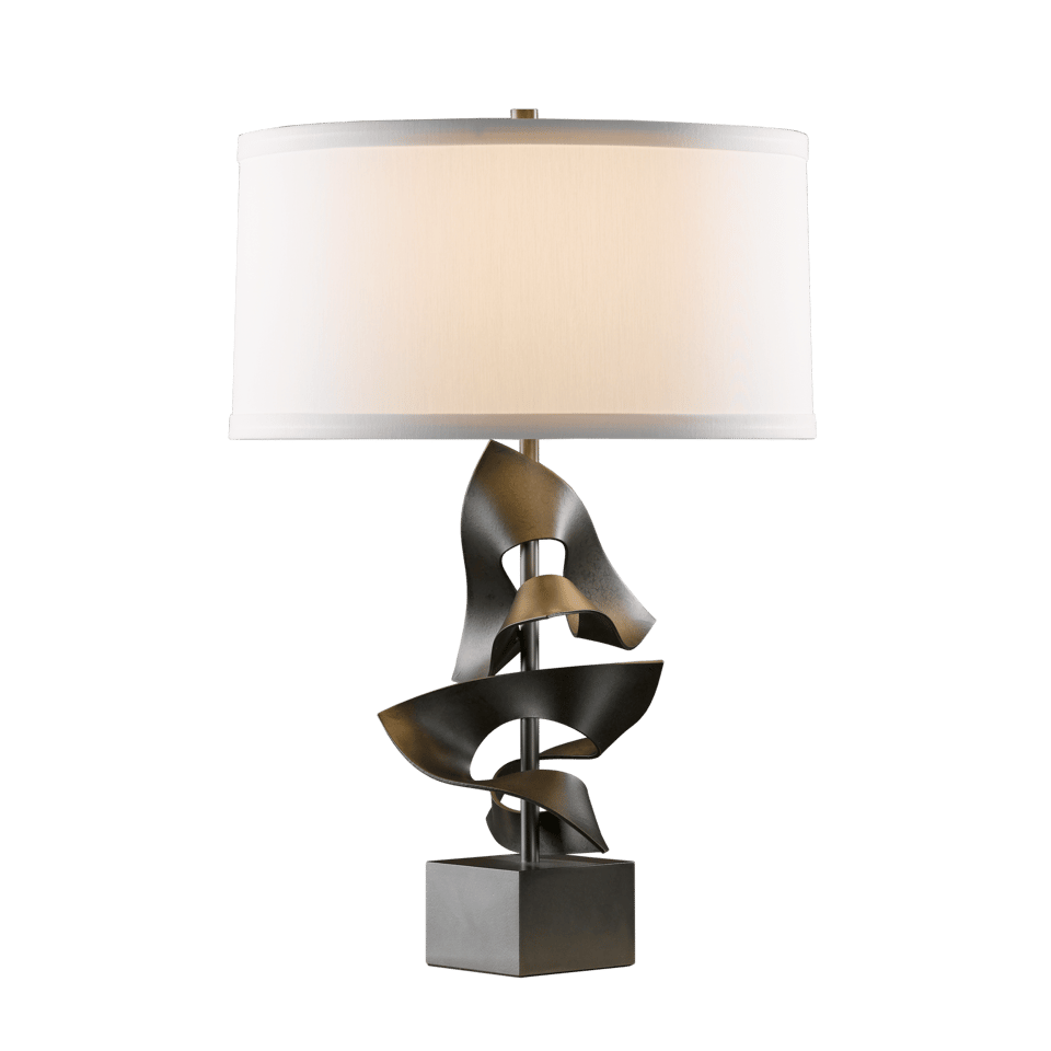 Gallery Twofold Table Lamp by Hubbardton Forge - Handcrafted, Dimmable, 150W, Elegant Linen Shade