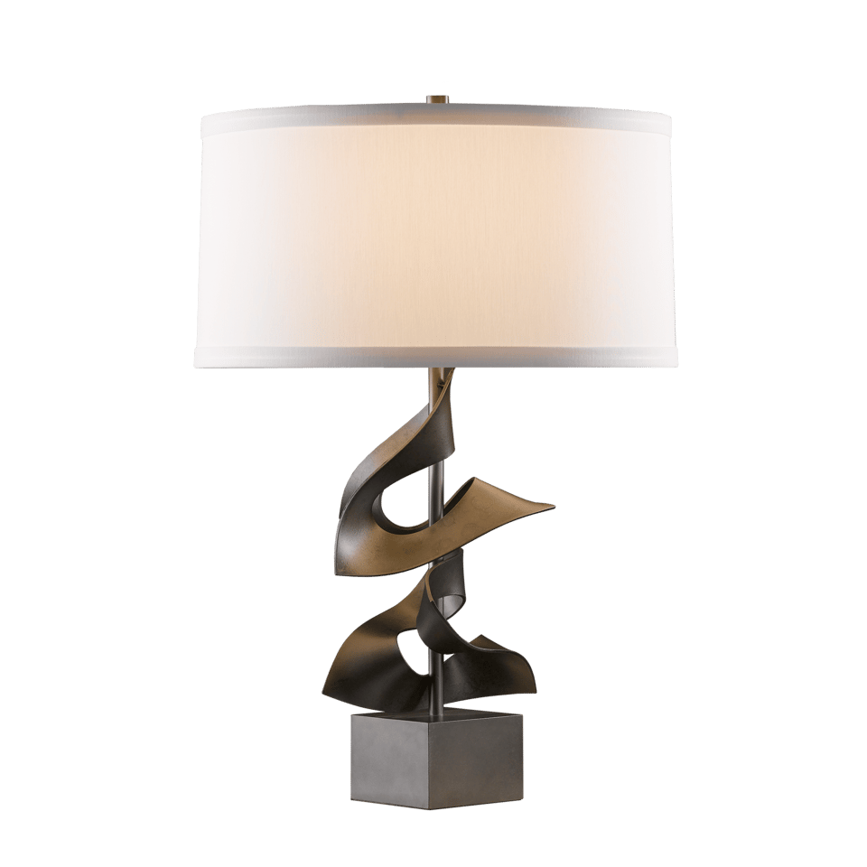 Gallery Twofold Table Lamp by Hubbardton Forge - Handcrafted, Dimmable, 150W, Elegant Linen Shade