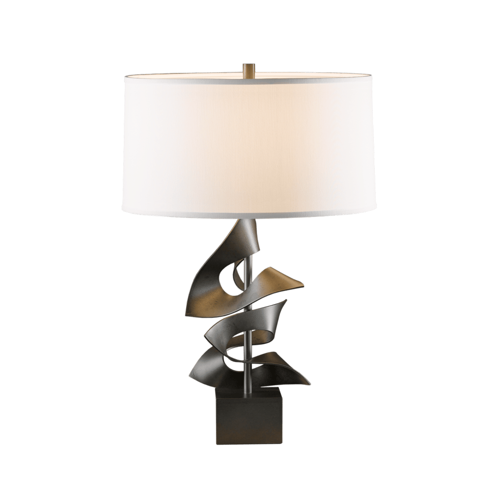 Gallery Twofold Table Lamp by Hubbardton Forge - Handcrafted, Dimmable, 150W, Elegant Linen Shade