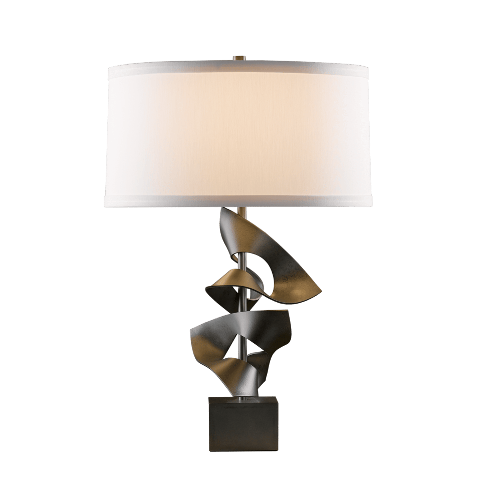 Gallery Twofold Table Lamp by Hubbardton Forge - Handcrafted, Dimmable, 150W, Elegant Linen Shade