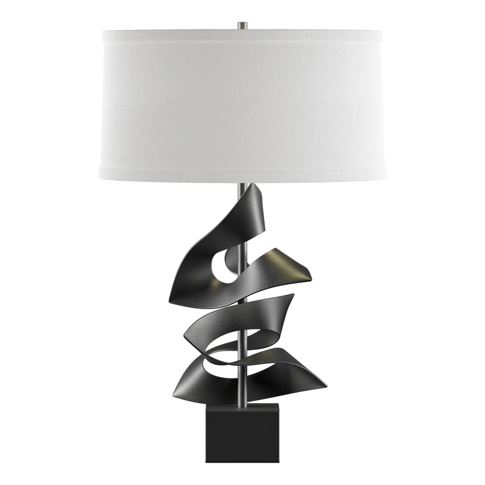 Gallery Twofold Table Lamp by Hubbardton Forge - Handcrafted, Dimmable, 150W, Elegant Linen Shade