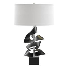 Gallery Twofold Table Lamp by Hubbardton Forge - Handcrafted, Dimmable, 150W, Elegant Linen Shade