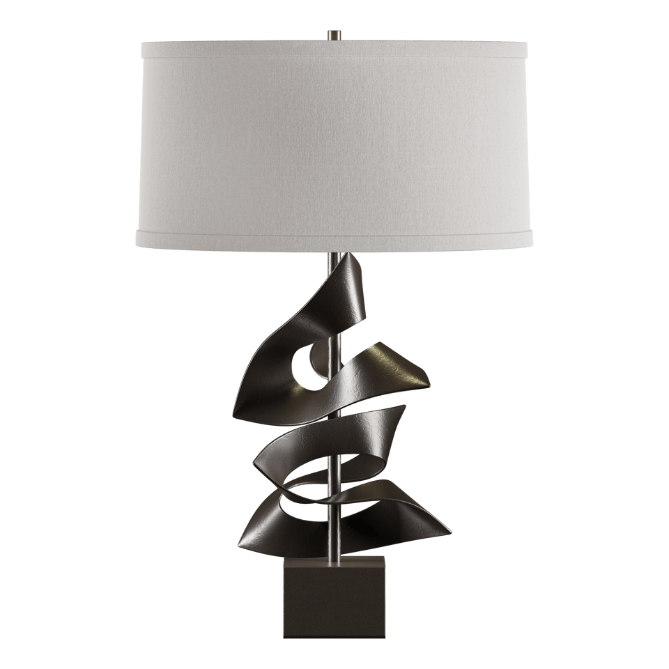 Gallery Twofold Table Lamp by Hubbardton Forge - Handcrafted, Dimmable, 150W, Elegant Linen Shade