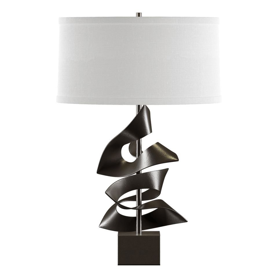 Gallery Twofold Table Lamp by Hubbardton Forge - Handcrafted, Dimmable, 150W, Elegant Linen Shade