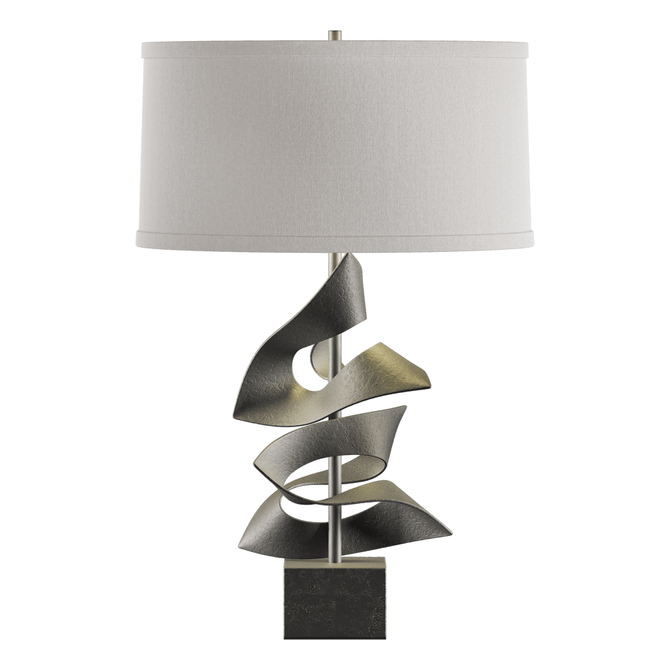 Gallery Twofold Table Lamp by Hubbardton Forge - Handcrafted, Dimmable, 150W, Elegant Linen Shade