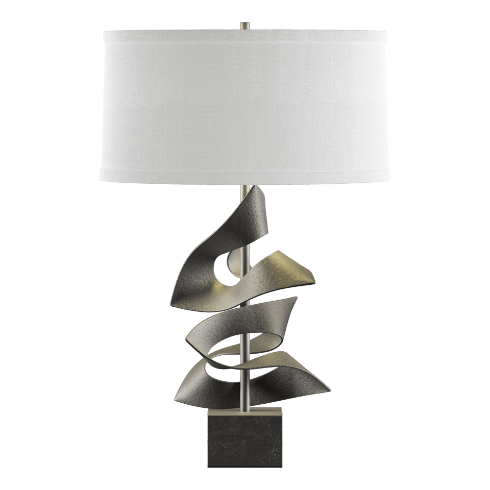 Gallery Twofold Table Lamp by Hubbardton Forge - Handcrafted, Dimmable, 150W, Elegant Linen Shade