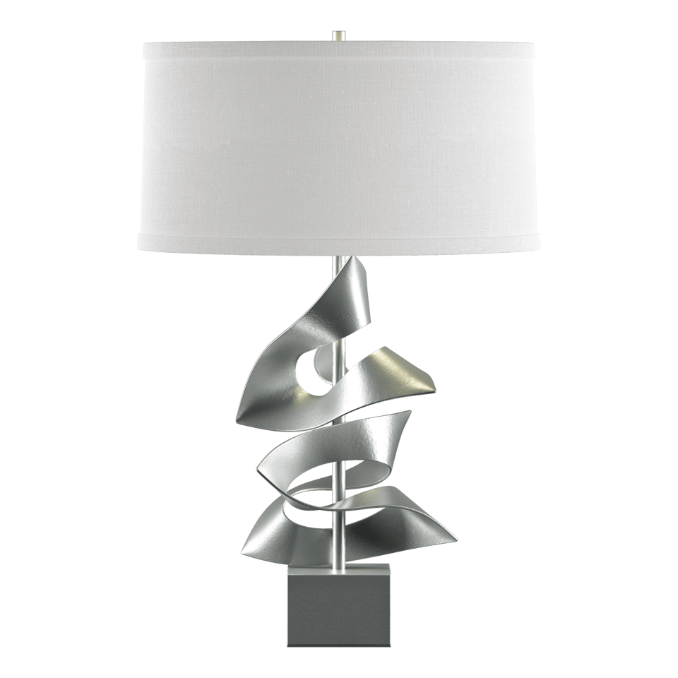 Gallery Twofold Table Lamp by Hubbardton Forge - Handcrafted, Dimmable, 150W, Elegant Linen Shade