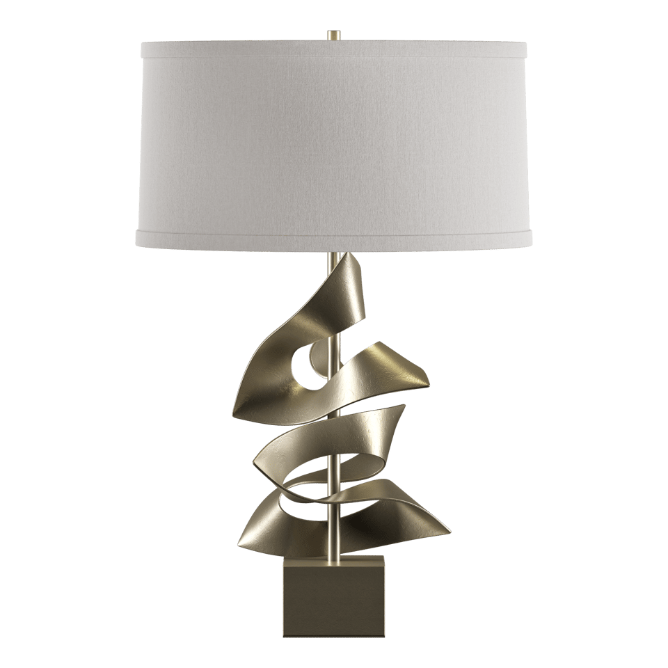 Gallery Twofold Table Lamp by Hubbardton Forge - Handcrafted, Dimmable, 150W, Elegant Linen Shade