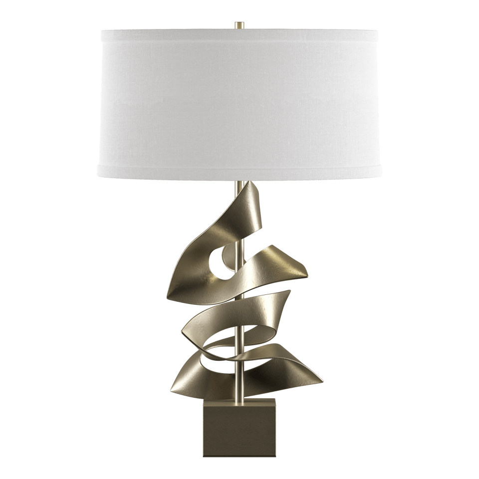 Gallery Twofold Table Lamp by Hubbardton Forge - Handcrafted, Dimmable, 150W, Elegant Linen Shade