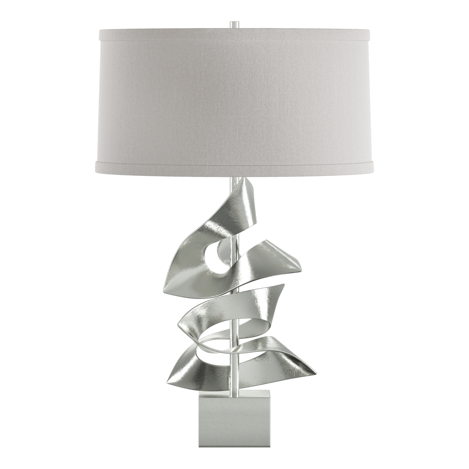 Gallery Twofold Table Lamp by Hubbardton Forge - Handcrafted, Dimmable, 150W, Elegant Linen Shade