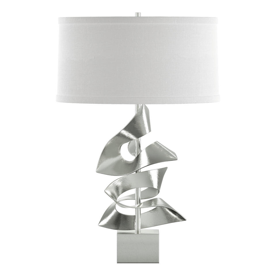 Gallery Twofold Table Lamp by Hubbardton Forge - Handcrafted, Dimmable, 150W, Elegant Linen Shade