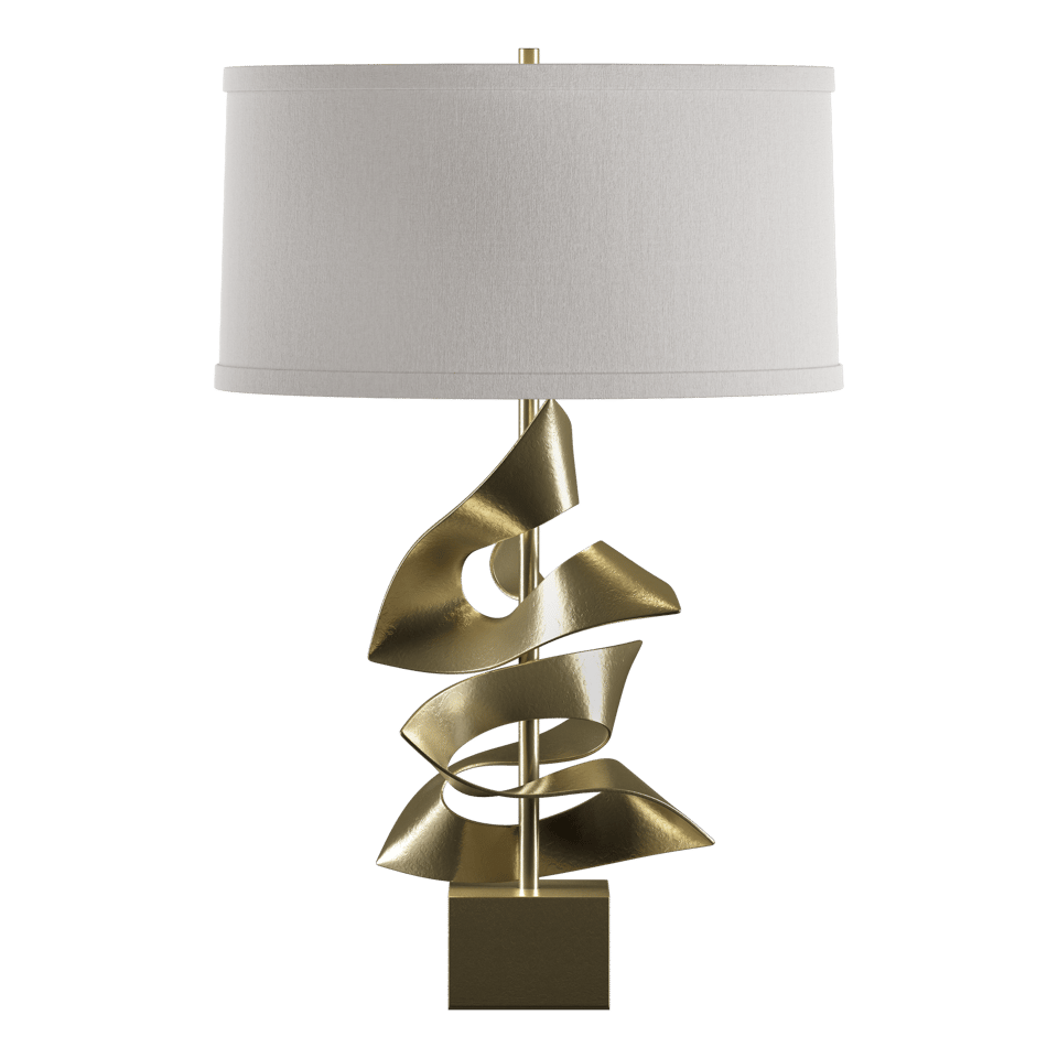 Gallery Twofold Table Lamp by Hubbardton Forge - Handcrafted, Dimmable, 150W, Elegant Linen Shade