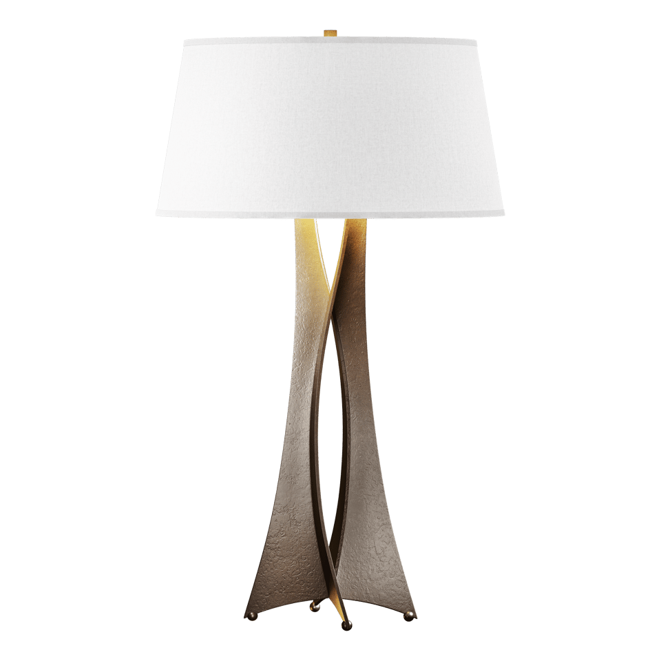 Hubbardton Forge Moreau Tall Table Lamp, Handmade Steel with Dimmable Feature, Flax Linen Shade