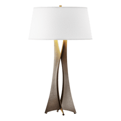 Hubbardton Forge Moreau Tall Table Lamp, Handmade Steel with Dimmable Feature, Flax Linen Shade