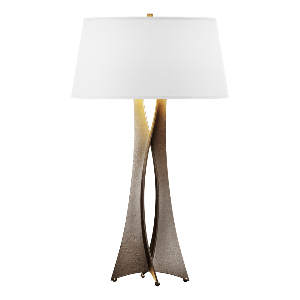 Hubbardton Forge Moreau Tall Table Lamp, Handmade Steel with Dimmable Feature, Flax Linen Shade